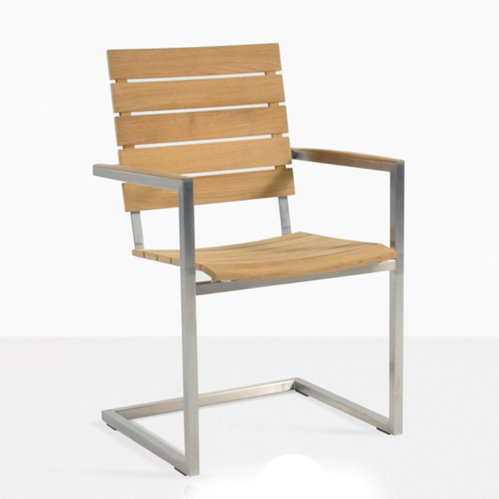 Outdoor garden chair aluminum teak chair with armrest