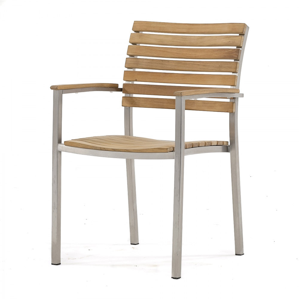 Outdoor garden chair aluminum teak chair with armrest