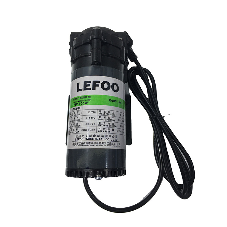 LEFOO 115V AC Bomba 600GPD Diaphragm Booster Water 0.2MPa Inlet Pressure RO AC Motor RO water pump