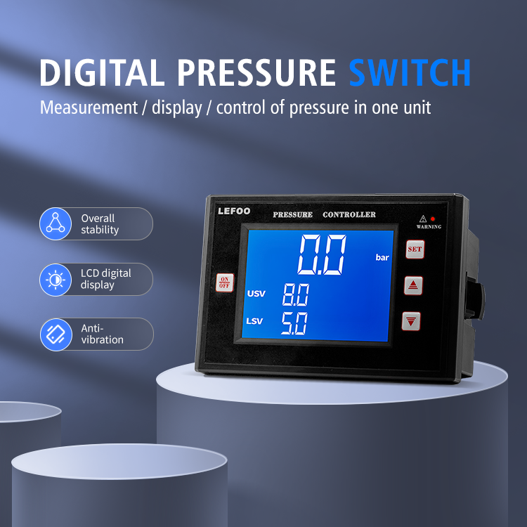 LEFOO Pressure Switch Large LCD Display Adjustable Negative Pressure Control Digital Pressure Switch or Vacuum Pump