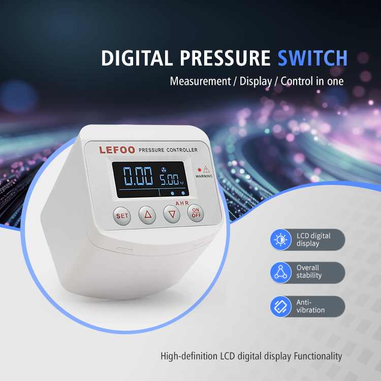 LEFOO Digital Pressure Switch 220V/110V Power Supply Adjustable Pressure Controller Digital Pressure Switch with LCD Display