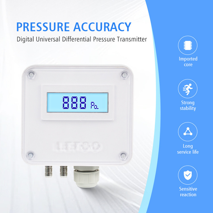 LEFOO Capteur de transmetteur de pression d'air de gaz neutre de cvc differentiel numerique LCD de haute precision