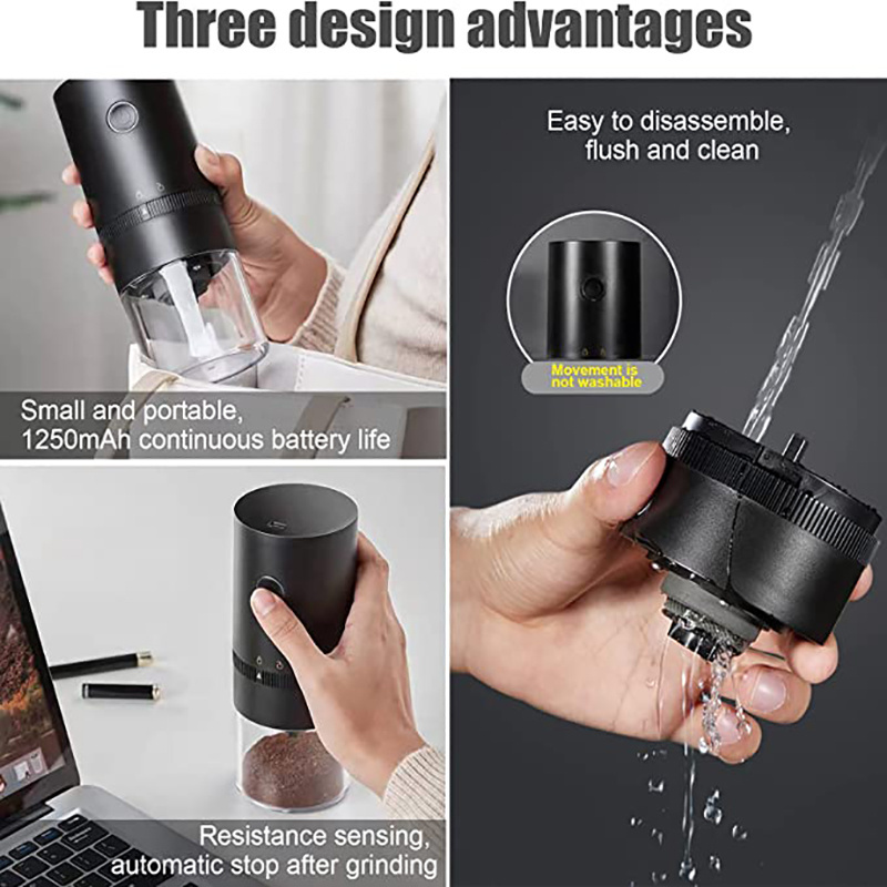 Portable Electric Coffee Grinder Automatic Coffee Bean Mills Burr Coffee Grinders for Drip/ Espresso/French Press USB Charge