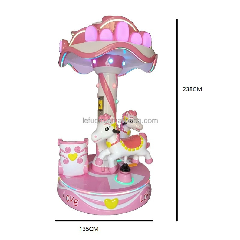 Pink  And Other Color Customized 3 Seats Kids Indoor Mini Carousel Merry Go Round For Sale Amusement Park Carousel Mini