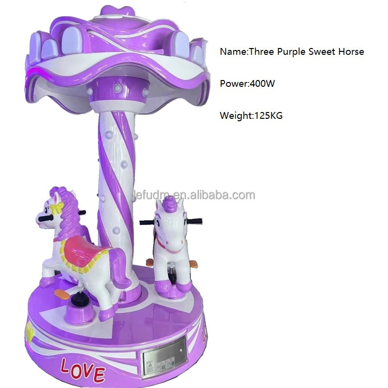 Pink  And Other Color Customized 3 Seats Kids Indoor Mini Carousel Merry Go Round For Sale Amusement Park Carousel Mini