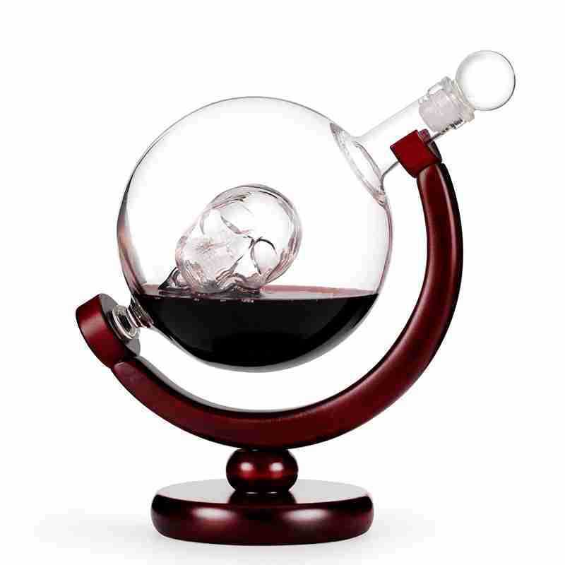 Glasses Skull Crystal Wine Glass Bottle Skull Decanter Spherical Glass Wine Decanter Bottle Set