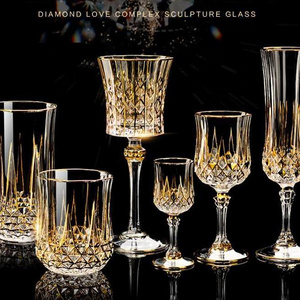 European Style Hot Selling High Quality Luxury Crystal Gold Whisky Glass And Wine Champagne Goblet For Home and Bar