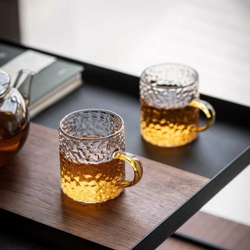 Elegant Japanese Hammer Pattern Kung Fu Tea Set Heat Resistant Tea Cup Wine Glass