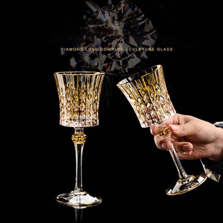 European Style Hot Selling High Quality Luxury Crystal Gold Whisky Glass And Wine Champagne Goblet For Home and Bar