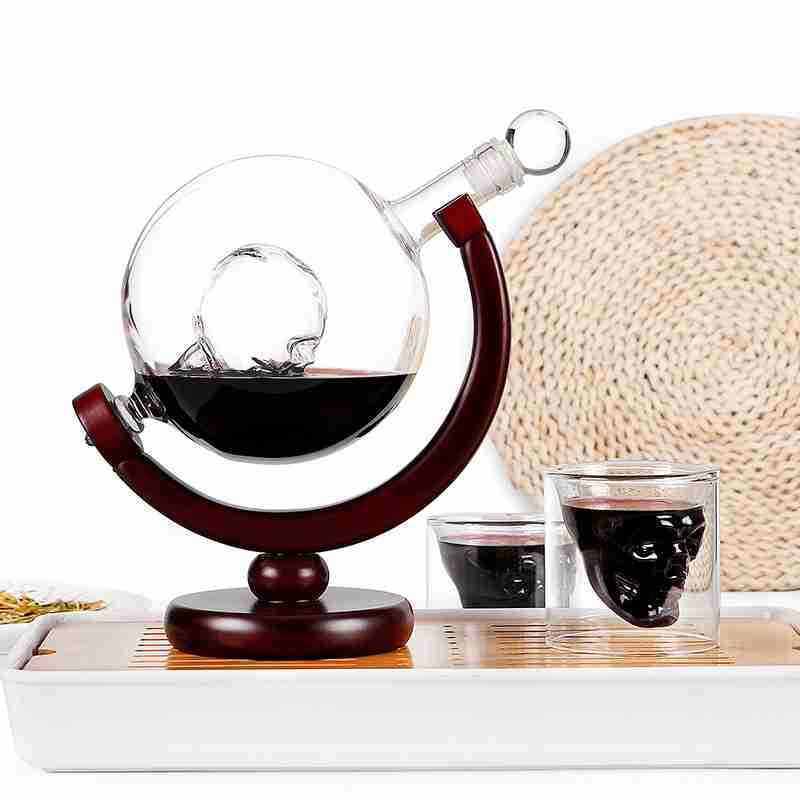 Glasses Skull Crystal Wine Glass Bottle Skull Decanter Spherical Glass Wine Decanter Bottle Set