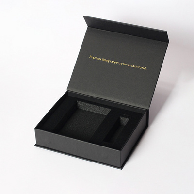 Luxury Gold Foil Stamping Matte Black Skincare Perfume Lotion Rigid Cardboard Gift Packaging Magnetic Box with Foam Insert