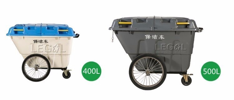 400 Litre garbage cart plastic waste dust bin lori sampah janitorial cleaning cart trolley