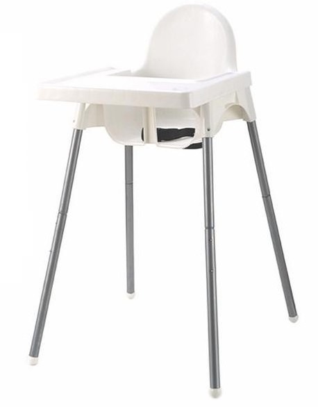 White plastic high chair(chair body,dinner plate and unfold steel pipe) kids chair