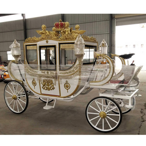 Traffic Transport Vehicle Sightseeing Carriage White Horse Wagon Romantic Carts with Canopy