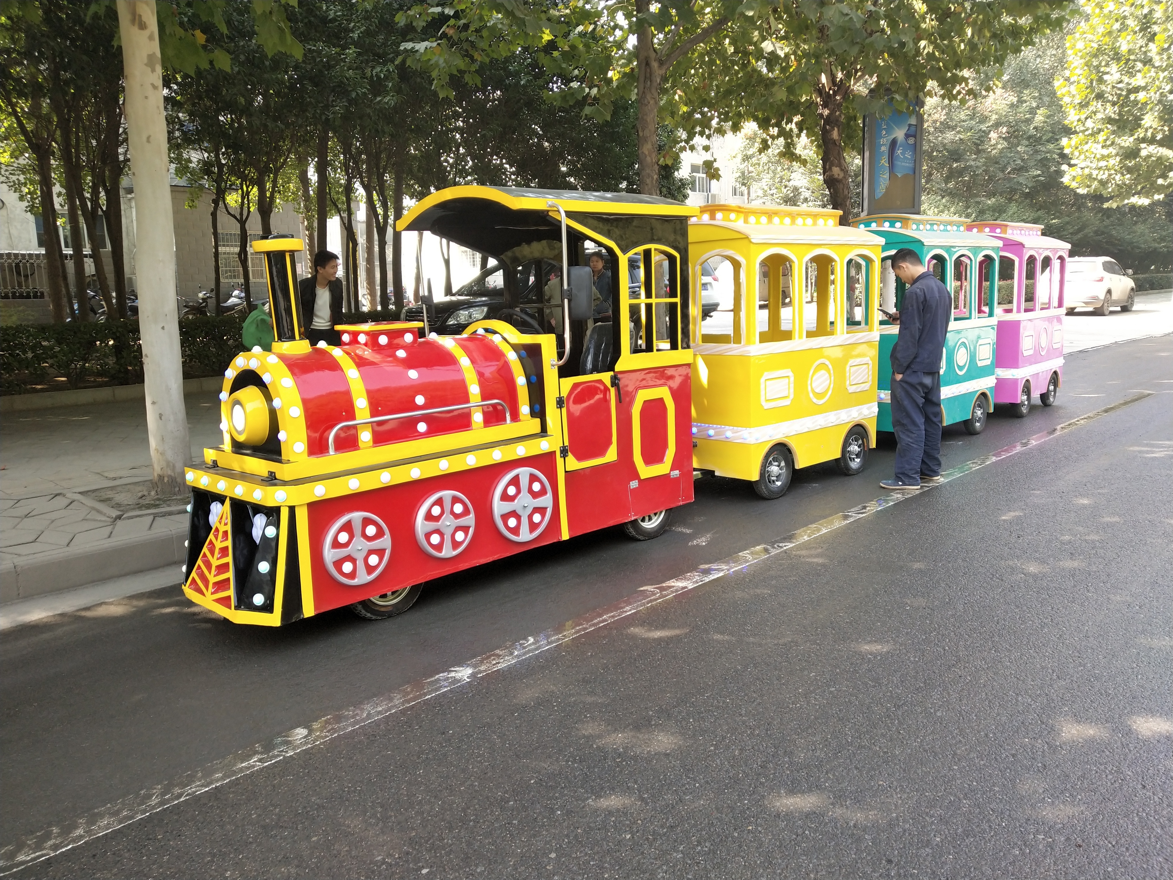 Amusement Park Ride Children Equipment Kids Electric Mini Tourist Train Kiddie Trackless Train