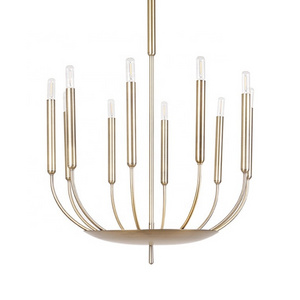 Modern Farmhouse Adjustable Height Metal Pendant Light Brushed Brass Pendant Chandelier Lighting Fixture for Dining Room