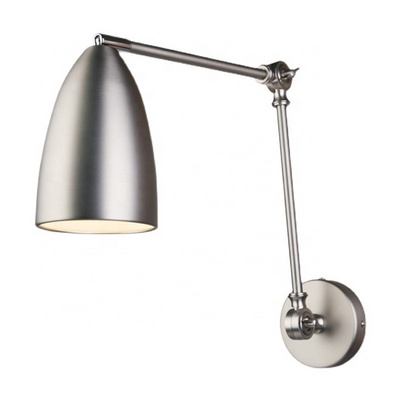 Modern Industrial Rotating Pole Adjustable Swing Arm Wall Lamps Brushed Nickel Wall Light Fixture Metal Shade Wall Sconce Lamp