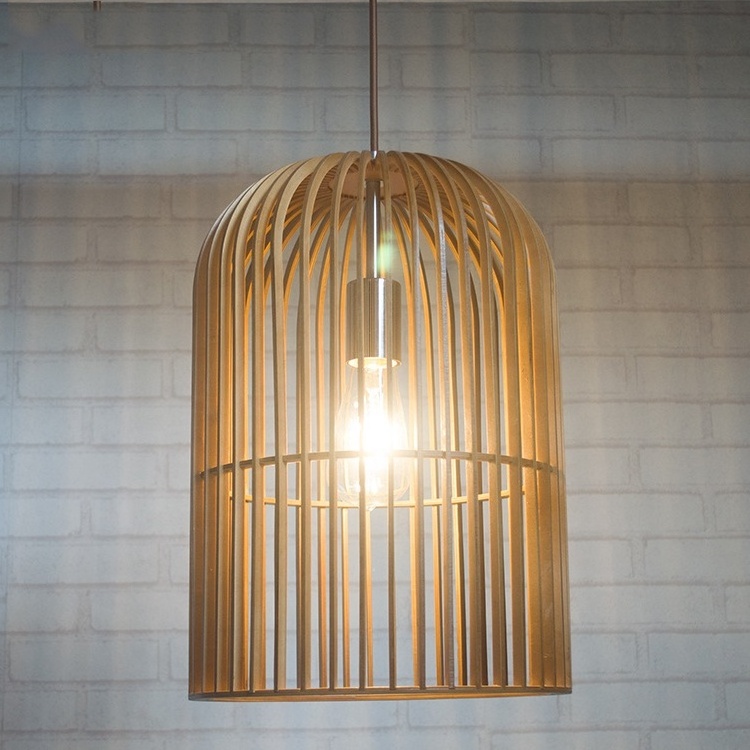 Modern Wood Birdcage Pendant Light Wooden Bird Cage Pendant Light