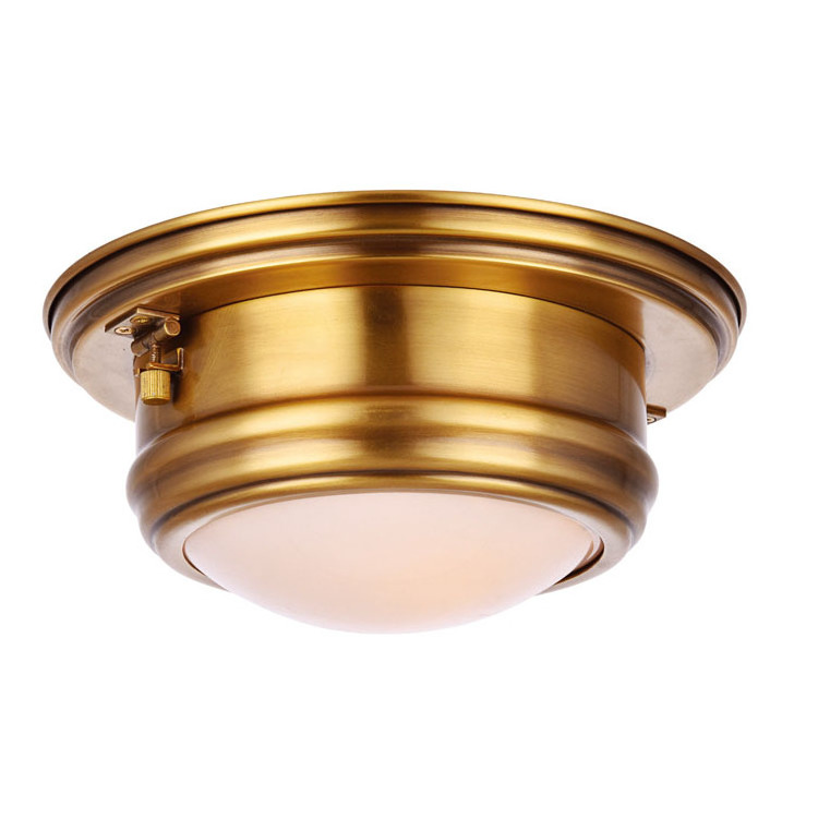 Golden Polished Vintage Nickel Bronze Brass Drum Light Semi Flush Mount Ceiling Lamp