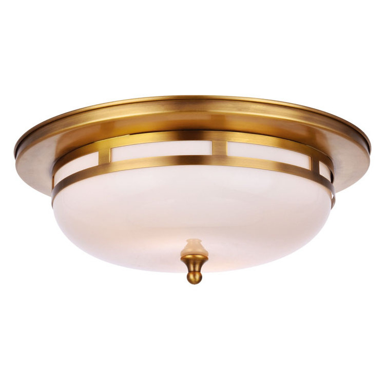 Golden Polished Vintage Nickel Bronze Brass Drum Light Semi Flush Mount Ceiling Lamp