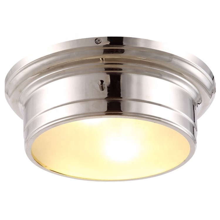 Semi Flush Mounted Lamp Drum Lighting Modern Glass For Hotel Restaurant Surface Ceiling Light Fixture