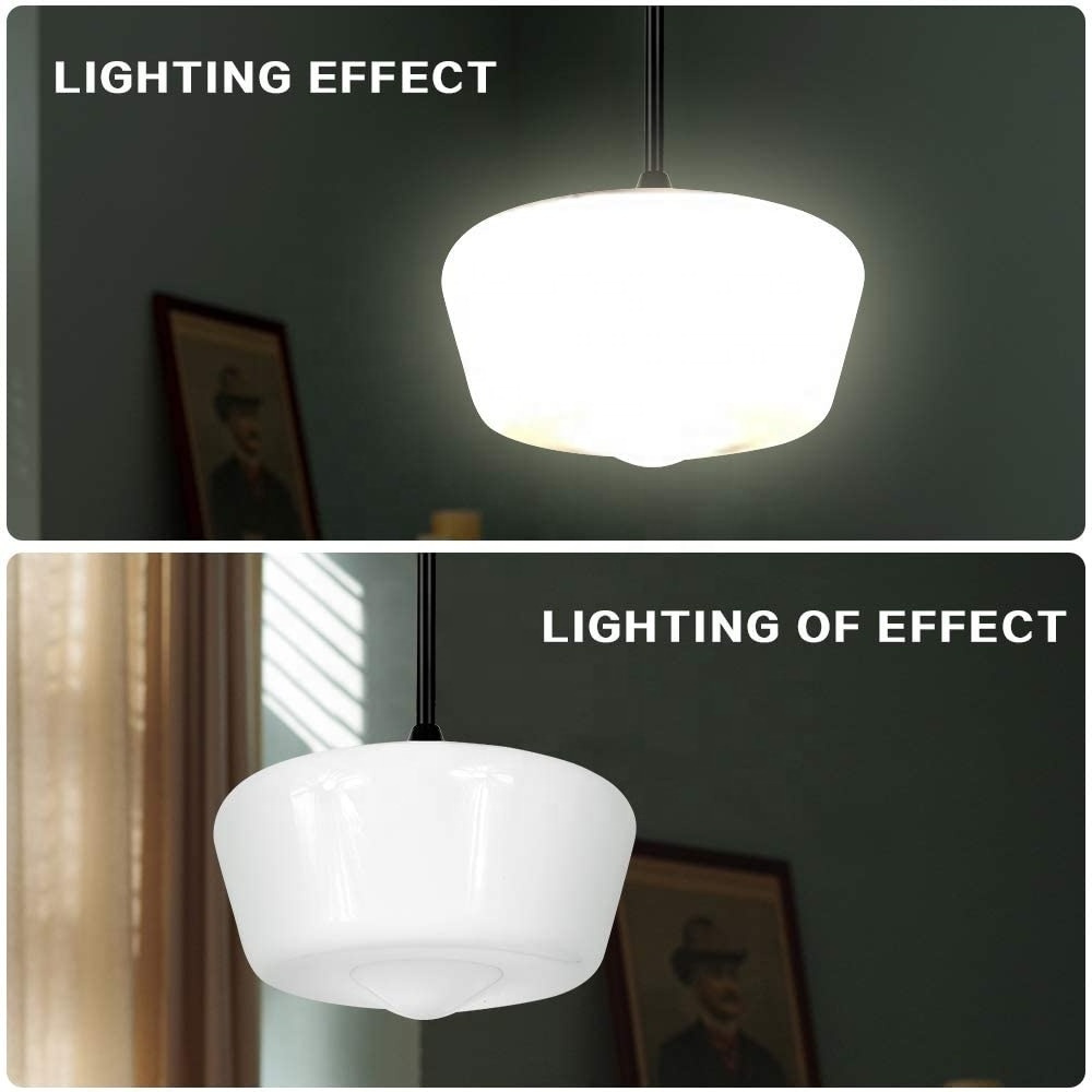 Schoolhouse Floating Modern Ceiling Light Semi Flush Mount Fixture Wide Opaque White Glass for Bedroom Kitchen Living Room