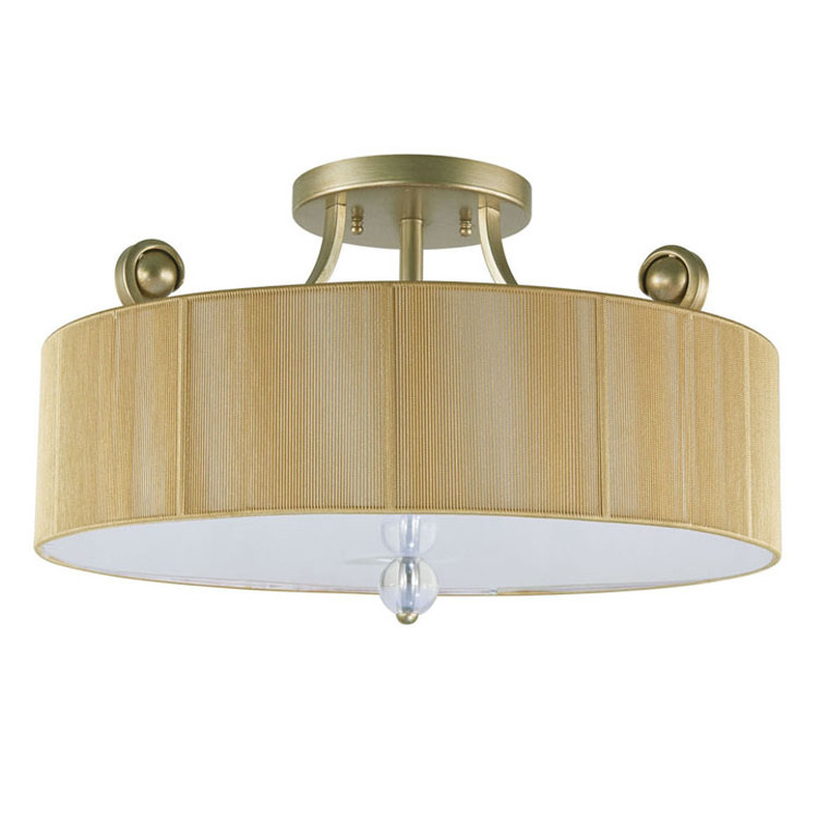 Contemporary Silver Foil With Antique Brass Semi Flush Mount Ceiling Light Fixture Close to Ceiling Light