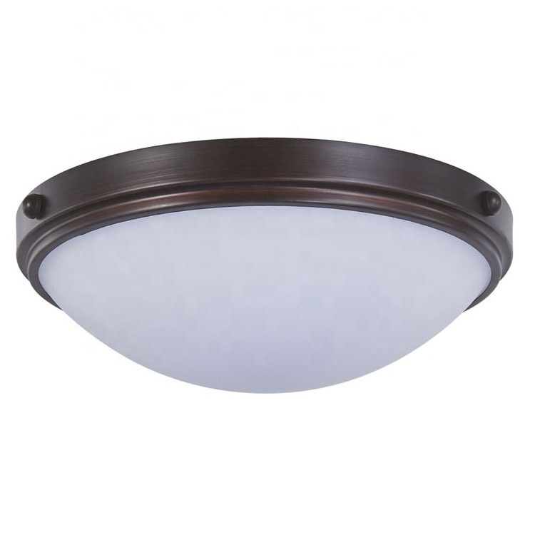 Vintage Circular Arc Drum Dome Ceiling Light Fixtures Flush Mount 3 Light Milk White Frosted Glass Ceiling Light