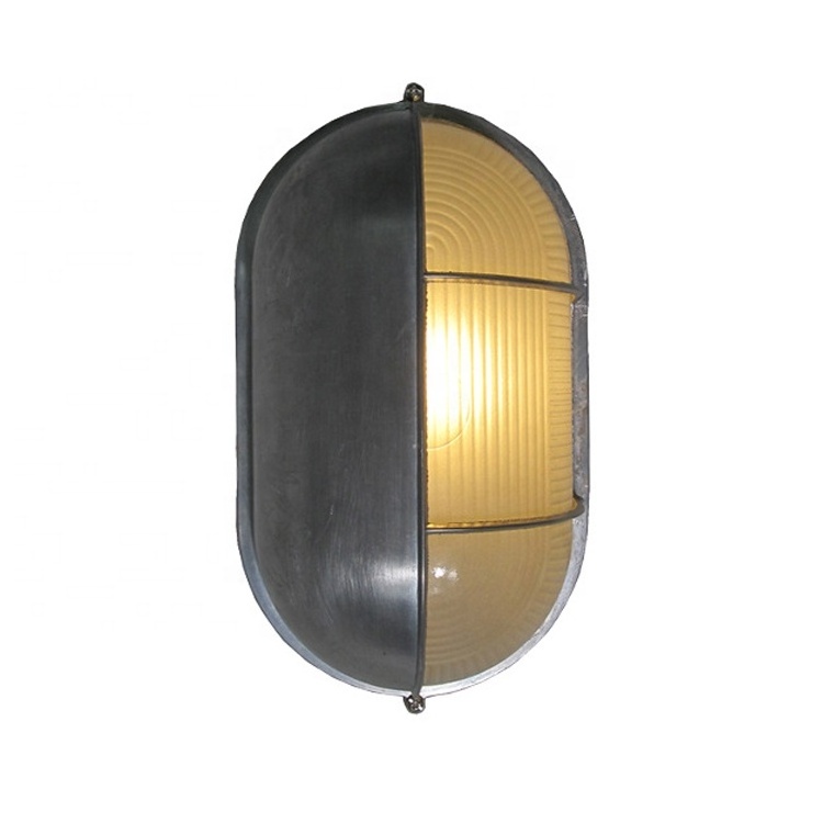 Waterproof IP55 Outdoor Wall Lamp E26 E27 Flush Mount Oval LED Nautical Bulkhead Light for Wall Ceiling Wet Location