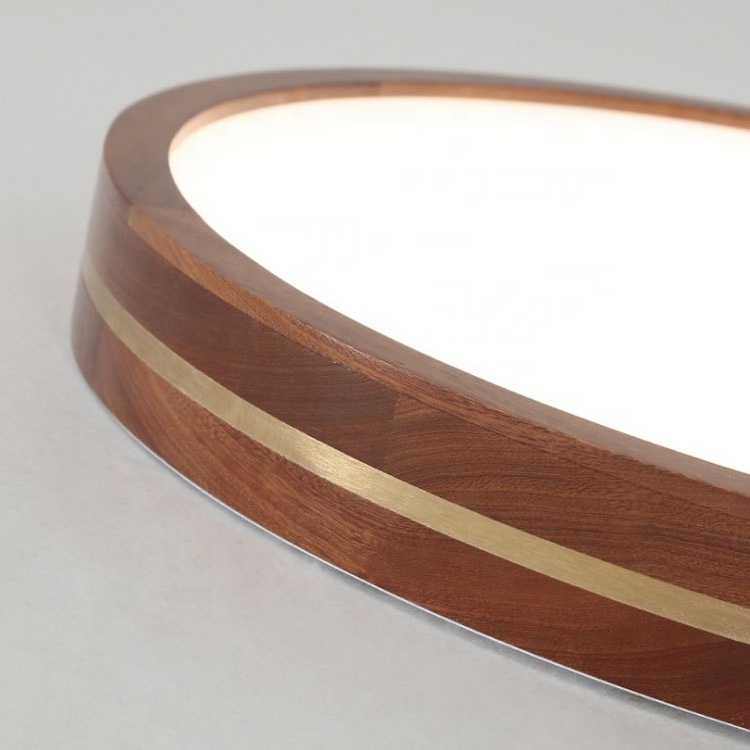 Wooden Dimming Flush Mount Circular Round Wood 18W 36W 48W 60W LED Ceiling Lights