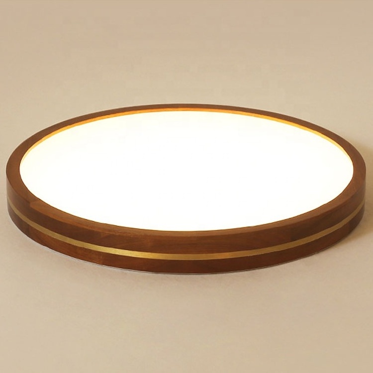 Wooden Dimming Flush Mount Circular Round Wood 18W 36W 48W 60W LED Ceiling Lights