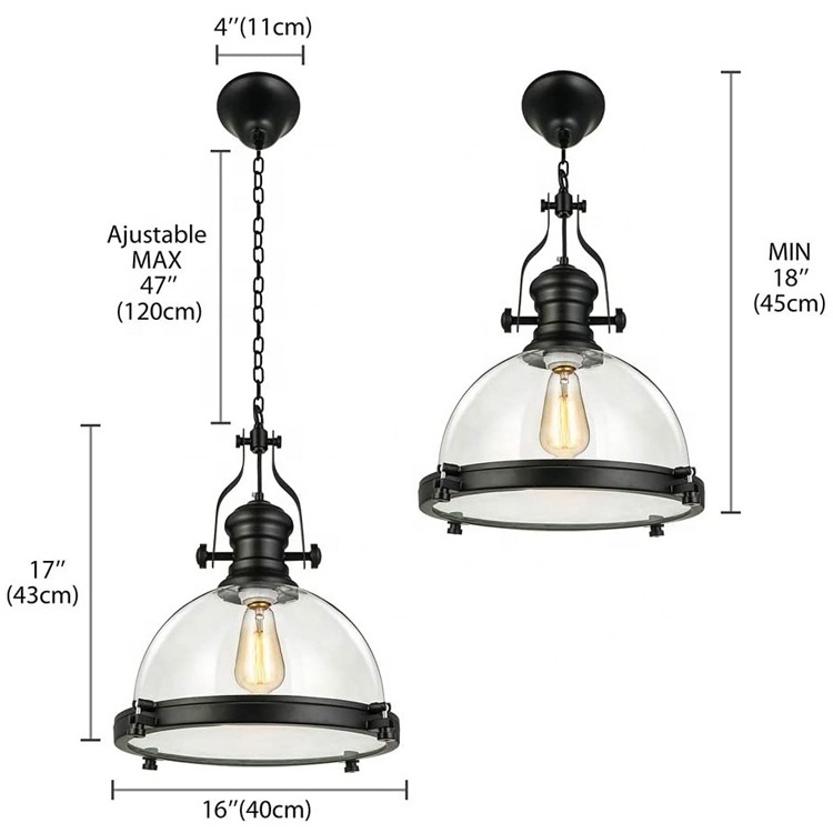 Hanging Clear Transparent Glass Ceiling Chandelier Industrial Nautical Pendant Light Fixture for Dining Bar