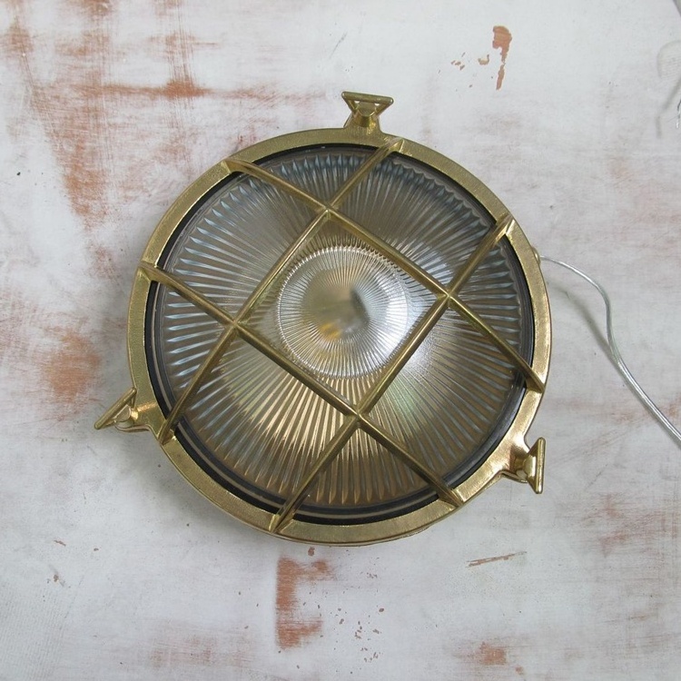 Outdoor 60W Ip44 Moon Square Oval E27 Led Ceiling Lamps Light Fitting Brass Bulkhead Lights