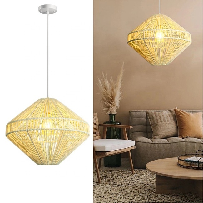 Bohemian Modern Woven Pendant Light Lamp Rattan Lampshade Ceiling Chandelier Light Fixture Rattan Pendant Light Rattan Lamp