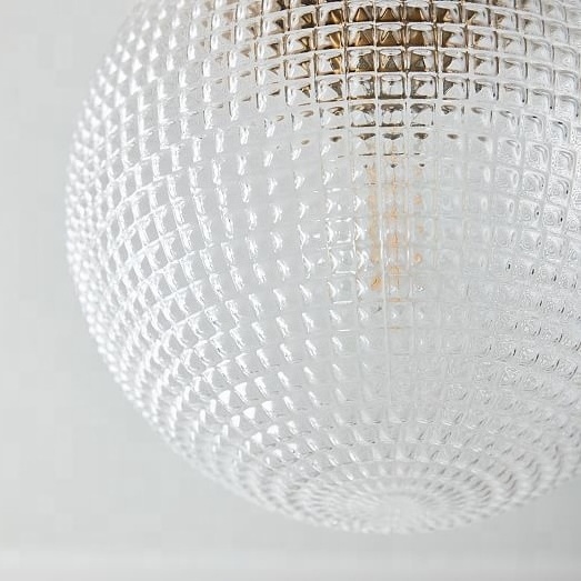 Round Ball Surface Flushmount Textured Prismatic Glass Lampshade Globe Lantern Ceiling Lamp Ball Glass Flush Mount Ceiling Light