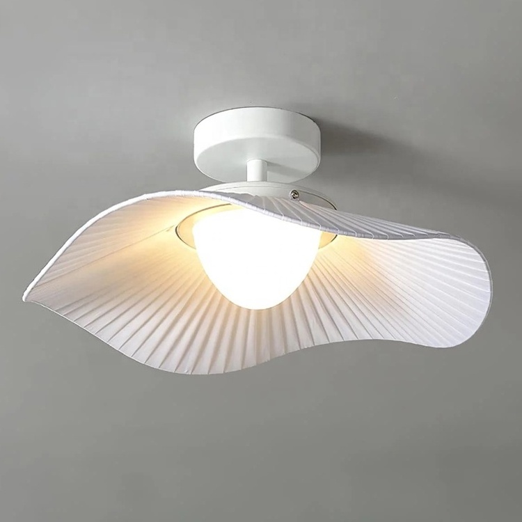 White Fabric Mediterranean Lotus Leaf 2 Layers Suspension Ceiling Light Fixture Cloud Ceiling Light Lamp Cloud LED Pendant Lamp