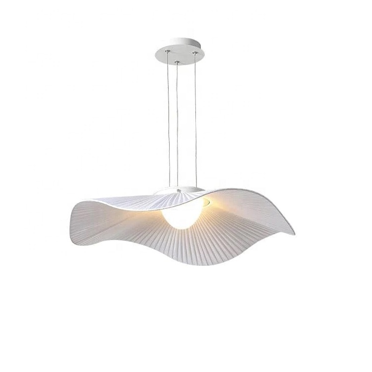 White Fabric Mediterranean Lotus Leaf 2 Layers Suspension Ceiling Light Fixture Cloud Ceiling Light Lamp Cloud LED Pendant Lamp