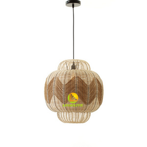 Large Black Rattan Pendant Light Rattan Hanging Light Fixture Rattan Flush Mount Light Fixture Bamboo Lamp