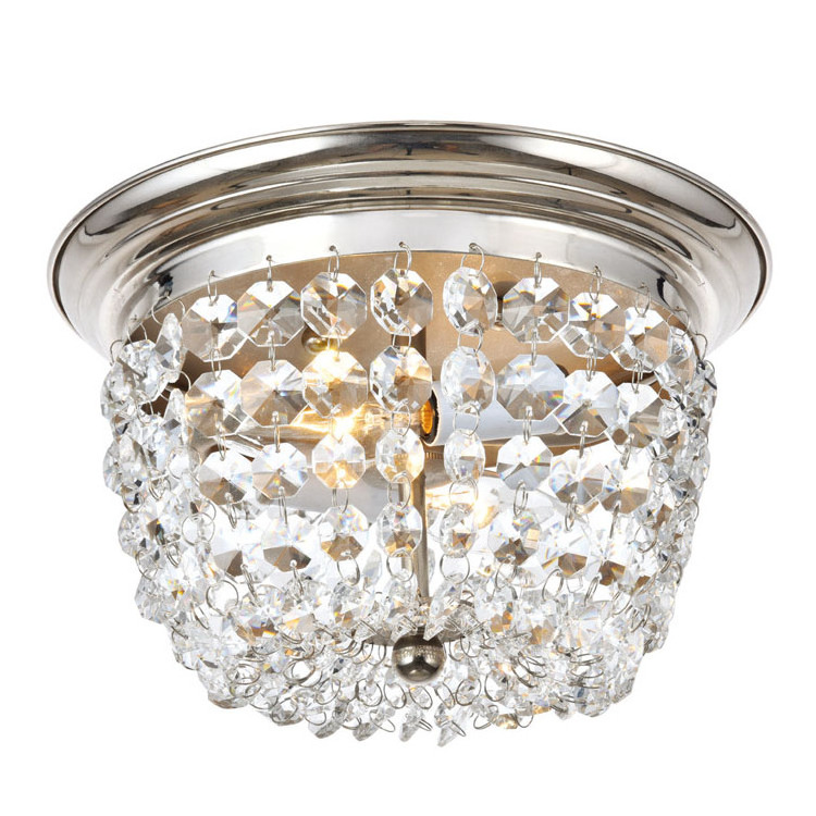 Modern Flush Mount Round Crystal Chandelier Ceiling Light for Living Room Bedroom Hallway Closet Entryway Stairs