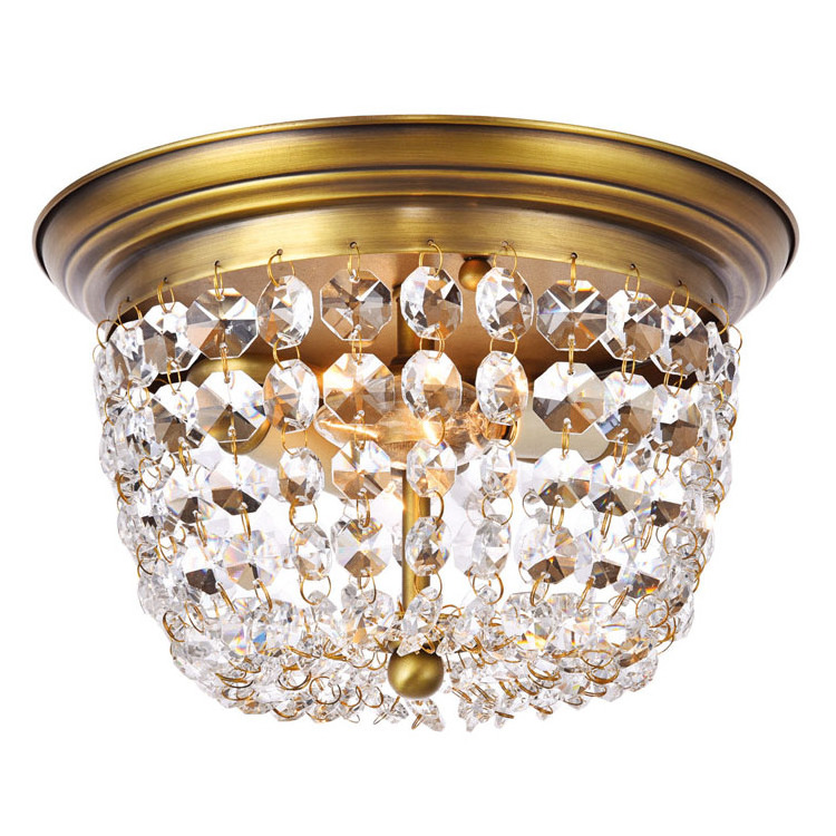 Modern Flush Mount Round Crystal Chandelier Ceiling Light for Living Room Bedroom Hallway Closet Entryway Stairs