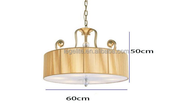 Contemporary Silver Foil Antique Brass Shade 6 Light Drum Chandelier Semi Flush Mount Ceiling Chandelier Lighting Fixture