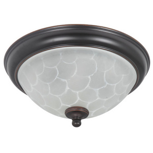 Traditional White Cloudy 3 Light Flush Mount Antique Amber Ice Glass Shade Oil Rubbed Bronze Dome Ceiling Light