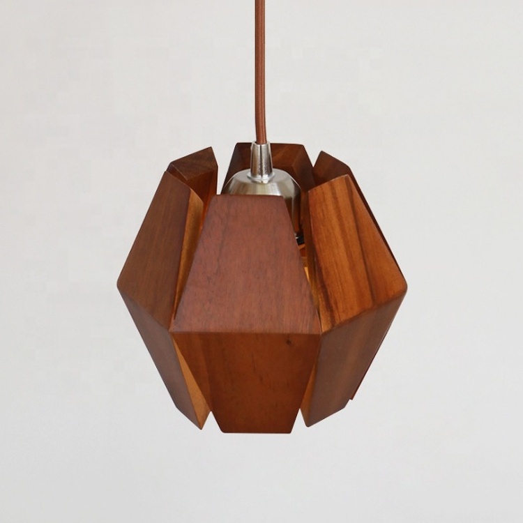 Geometric Wood Pendant Light Polyhedron Ceiling Lamp Wooden Chandelier