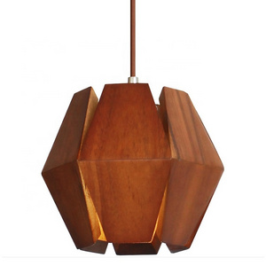 Geometric Wood Pendant Light Polyhedron Ceiling Lamp Wooden Chandelier