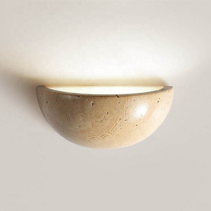 Modern Wabi Sabi Natural Cave Stone Creative Semicircle Japanese Corridor Decorative Bedside Wall Lamp Light Wall Sconce