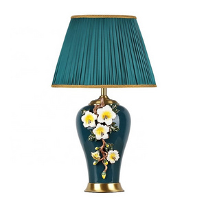 Porcelain Pottery Table Lamp Bedside Lamps Base Ceramic American Enamel Green LED Fabric Novelty Living Room Handmade OEM