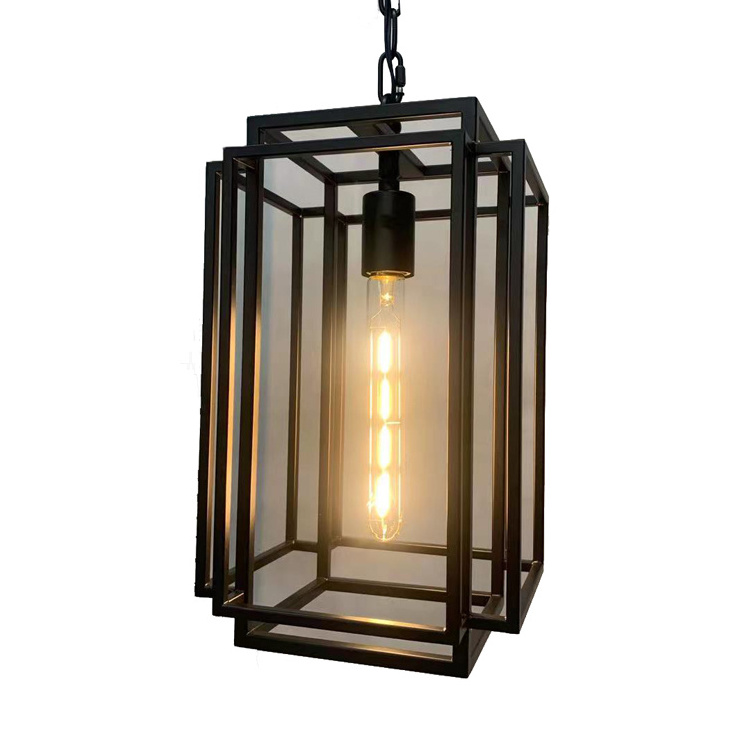 Contemporary Farmhouse Foyer Light Fixtures Entryway Chandeliers Industrial Kitchen Island Lighting Rectangle Caged Chandelier