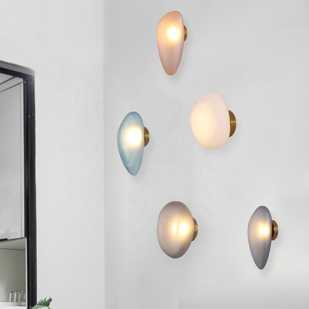 Modern House Lights Indoor Pebble Wall Sconce Light LED Wall Mounted Lamp Colored Pebble Glass LED Wall Light