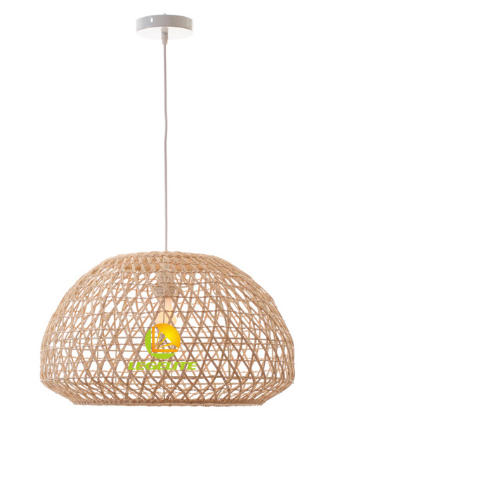 Modern Rattan Pendant Light Vintage Wicker Lamp Rattan Light Fixture Flush Mount Rattan Chandelier Dining Room