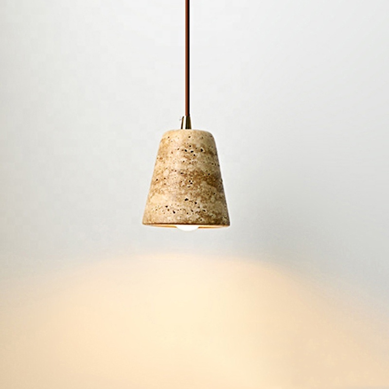 Small Simple Modern Decor Wabi Sabi Lampe Travertin Ceiling Lamp Lampadaire Travertin Natural Travertine Stone Lamp Chandelier